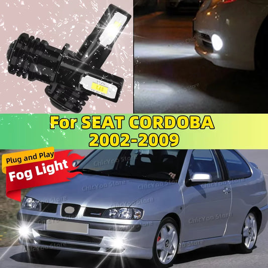 2Pcs H3 LED Bulb Fog Light 6000K White 20000LM Super Bright For SEAT CORDOBA 2002 2003 2004 2005 2006 2007 2008 2009