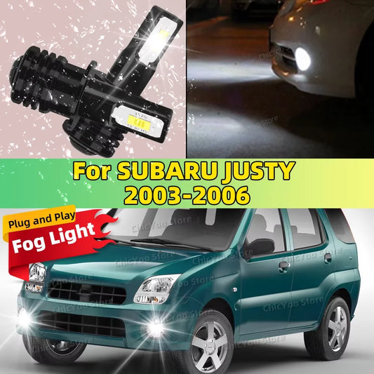 2Pcs H3 LED Bulb Fog Light 6000K White 20000LM Super Bright For SUBARU JUSTY 2003 2004 2005 2006 Plug and Play in 5 Minutes