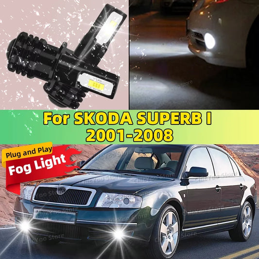 LED Fog Lamp Bulbs Car Front Fog Light White 6000K High Bright For SKODA SUPERB I 2001 2002 2003 2004 2005 2006 2007 2008