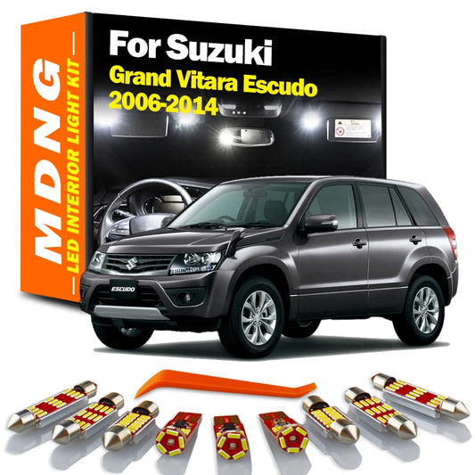 MDNG 11Pcs Canbus For Suzuki Grand Vitara Escudo 2006 2007 2008 2009 2010 2011 2012 2013 2014 Car Bulbs LED Interior Light Kit