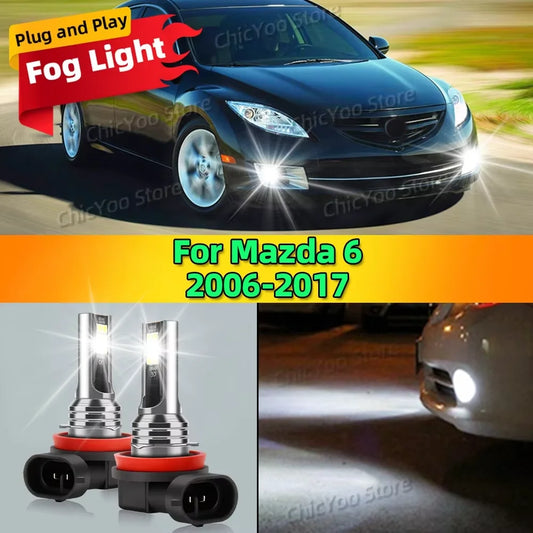 2Pcs 6000K Front Fog Light LED Bulb Car Lamp Canbus For Mazda 6 2006 2007 2008 2009 2010 2011 2012 2013 2014 2017 Plug and Play