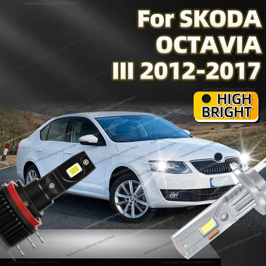 2/4Pcs 6000K LED Bulb Headlight Wireless Car Headlamp Auto Lamp Ultra Bright For SKODA OCTAVIA III 2012-2017 2013 2014 2015 2016