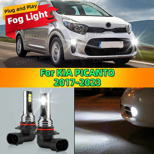 2Pcs LED Front Fog Light Car Bulb Accessories 6000K Canbus Lamp 80W For KIA PICANTO 2017 2018 2019 2020 2021 2022 2023