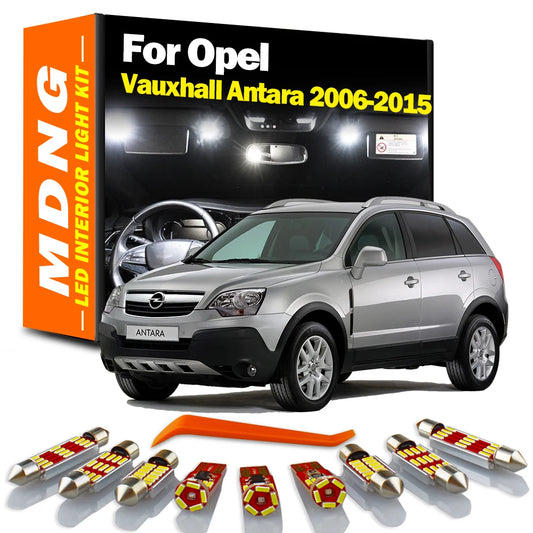 MDNG 15Pcs LED Interior Map Dome Light Kit For Opel Vauxhall Antara 2006 2007 2008 2009 2010 2011 2012 2013 2014 2015 Canbus