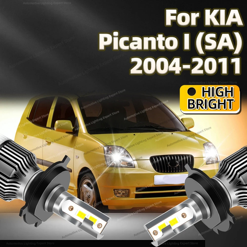 2Pcs LED Headlight 30000LM H4 Car Lamp 6000K Turbo Auto Lights For KIA Picanto I SA 2004 2005 2006 2007 2008 2009 2010 2011