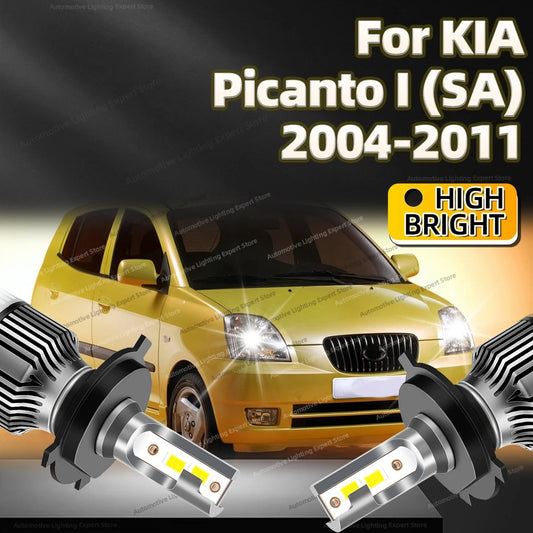 2Pcs LED Headlight 30000LM H4 Car Lamp 6000K Turbo Auto Lights For KIA Picanto I SA 2004 2005 2006 2007 2008 2009 2010 2011