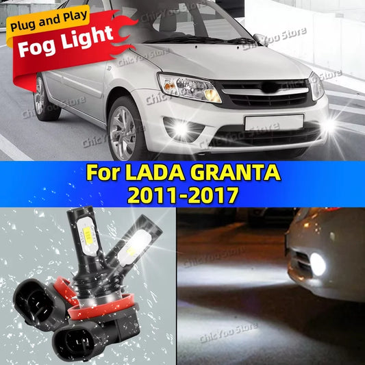 2x Front Fog Light Accessories LED Bulb 20000LM Ultra Bright Lamp For LADA GRANTA 2011 2012 2013 2014 2015 2016 2017