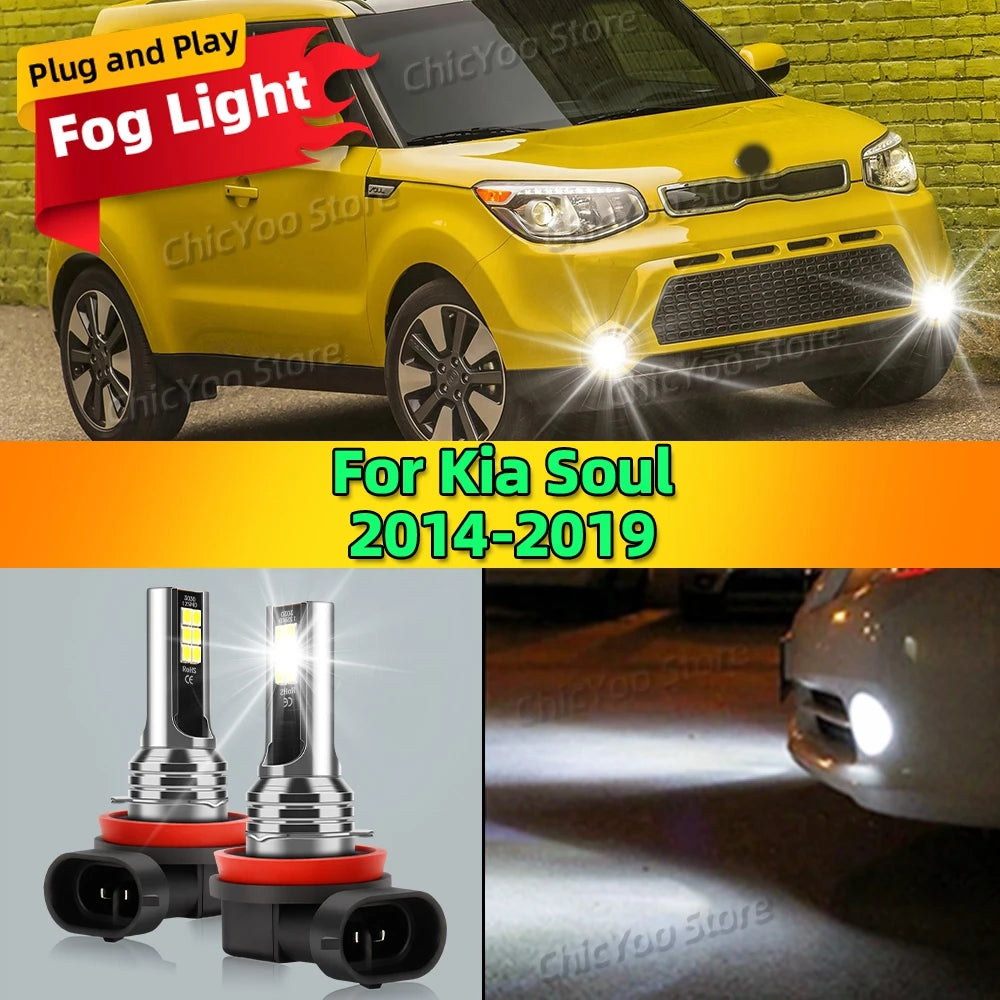 6000K Front Fog Light LED Bulb Accessories Lamp Canbus 80W For Kia Soul 2014 2015 2016 2017 2018 2019 Plug and Play