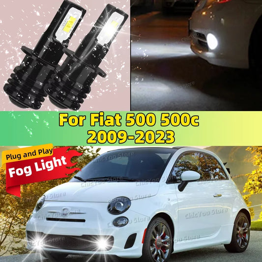 2X LED Car Light Front Bulb Fog Lamp 20000LM Ultra Bright For Fiat 500 500c 2009-2023 2010 2011 2012 2013 2014 2015 2016