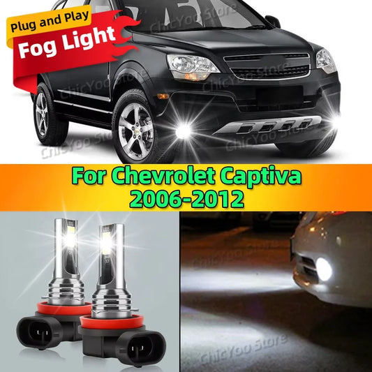 2Pcs 6000K Front Fog Light LED Bulb Car Lamp Canbus For Chevrolet Captiva 2006 2007 2008 2009 2010 2011 2012 Plug and Play