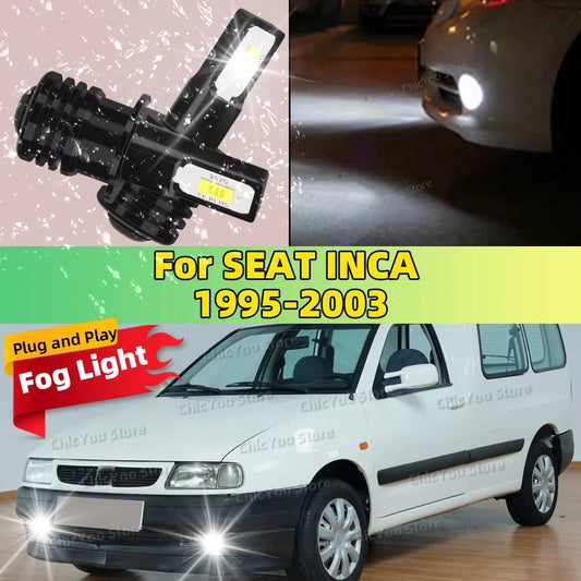 2Pcs H3 LED Bulb Fog Light 6000K White 20000LM Super Bright For SEAT INCA 1995-2003 1998 1999 2000 2001 2002 Plug and Play