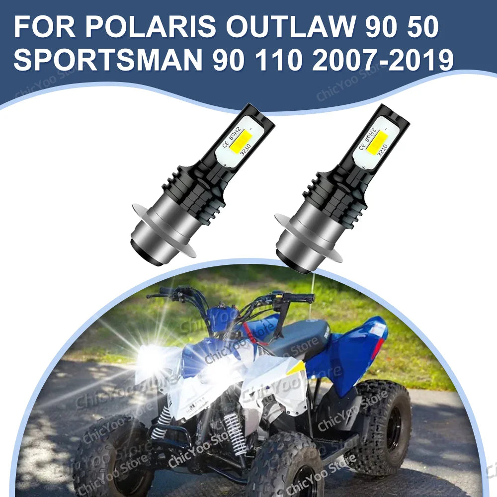 LED Headlight Moto Bulbs Kit for Polaris Outlaw 90 50 Sportsman 90 110 2007-2019 2008 2009 2010 2011 2012 2013 2014 2015 2016