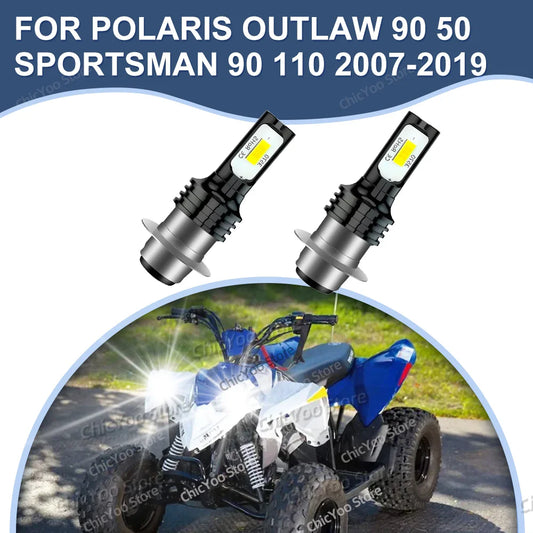 LED Headlight Moto Bulbs Kit for Polaris Outlaw 90 50 Sportsman 90 110 2007-2019 2008 2009 2010 2011 2012 2013 2014 2015 2016