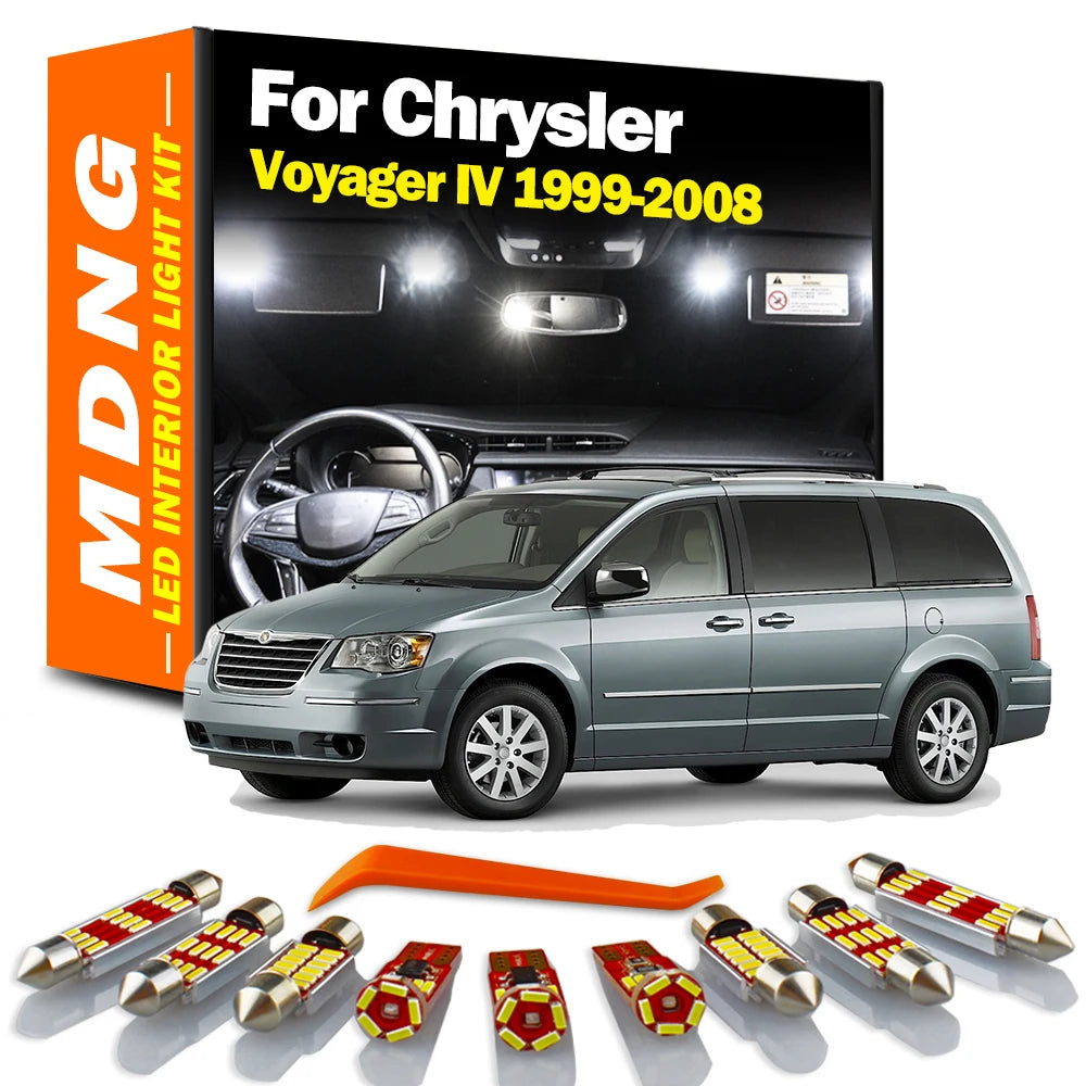 MDNG 12Pcs Canbus For Chrysler Voyager IV 1999-2008 Canbus Interior LED Map Dome Trunk Reading Light Kit Car Bulbs Accessories