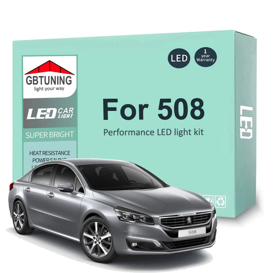 10Pcs LED Interior Light Bulb Kit For Peugeot 508 2011 2012 2013 2014 2015 2016 Car LED Reading Dome Trunk Lamp Canbus 100%