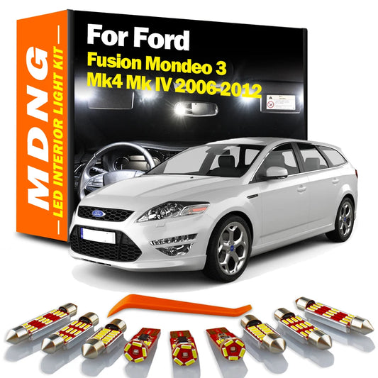 MDNG Canbus LED Interior Reading Light Kit For Ford Fusion Mondeo 3 Mk4 Mk IV 2006 - 2008 2009 2010 2011 2012 Car Sun Visor Lamp