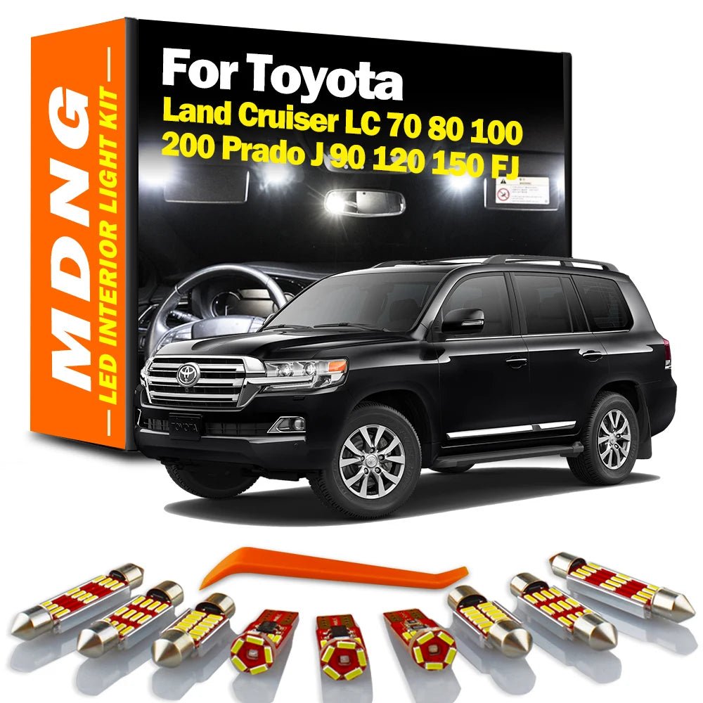 MDNG Canbus Car Bulbs For Toyota Land Cruiser LC 70 80 100 200 Prado J 90 120 150 FJ LED Interior Light Kit Map Dome Trunk Lamp