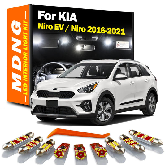 MDNG 10Pcs Canbus LED Interior Map Dome Trunk Light Kit For KIA Niro EV For Niro 2016 2017 2018 2019 2020 2021 Car Reading Bulbs