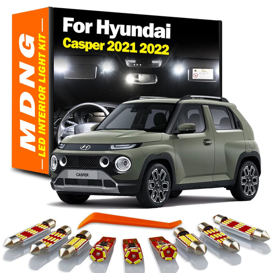 MDNG 14Pcs Vehicle Indoor Bulbs For Hyundai Casper 2021 2022 LED Interior Map Dome Luggage Sunvisor Light Kit Car Accessories