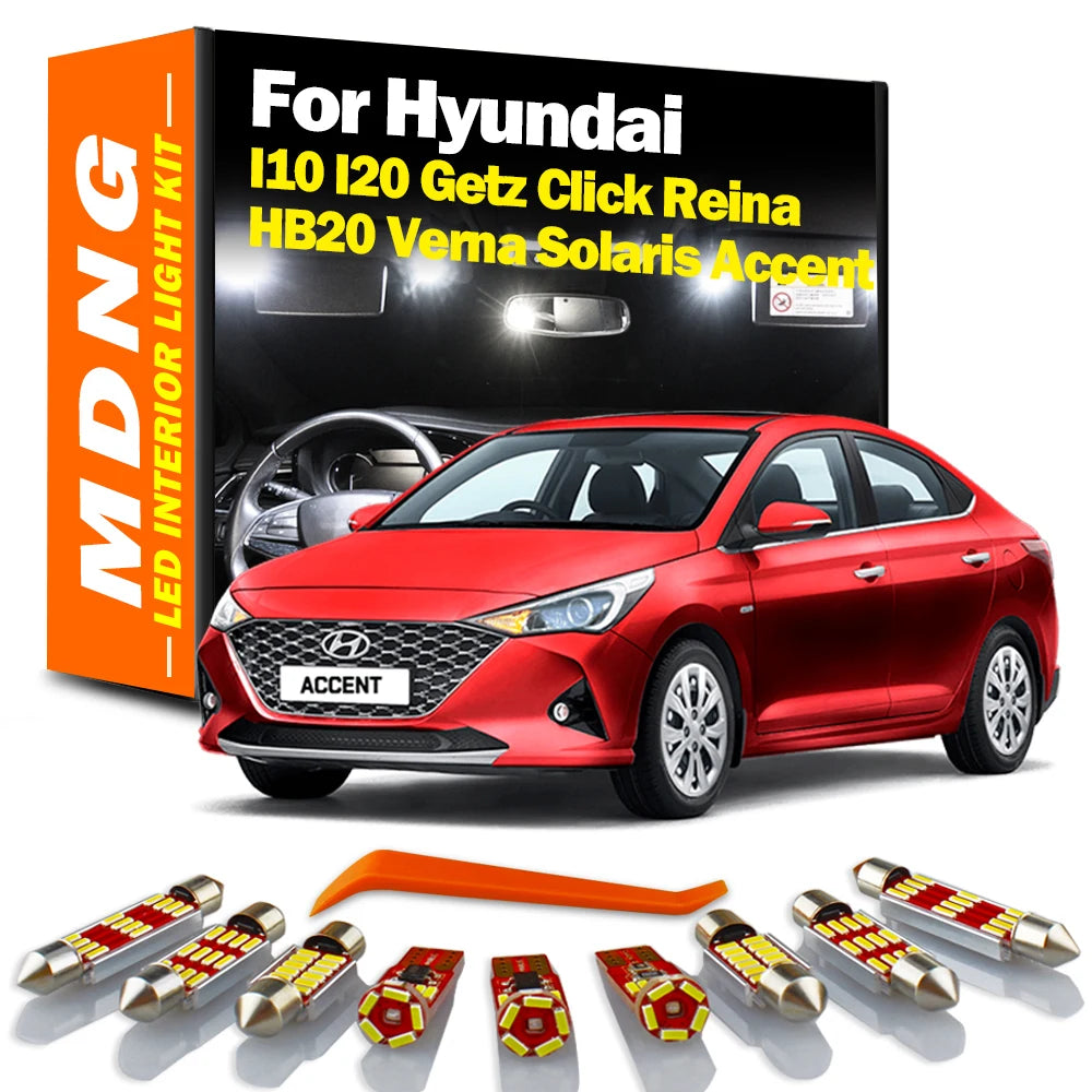 MDNG Canbus LED Interior Map Luggage Light Kit For Hyundai I10 I20 Getz Click Reina HB20 Verna Solaris Accent Car Reading Bulbs