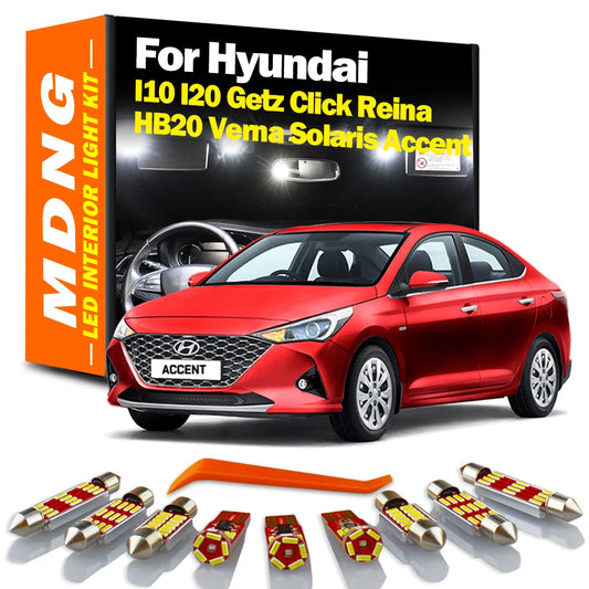 MDNG Canbus LED Interior Map Luggage Light Kit For Hyundai I10 I20 Getz Click Reina HB20 Verna Solaris Accent Car Reading Bulbs