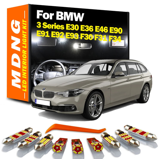 MDNG Interior LED Light Kit For BMW 3 Series E30 E36 E46 E90 E91 E92 E93 F30 F31 F34 2001 2002 2003 -2016 Car Reading Dome Bulbs