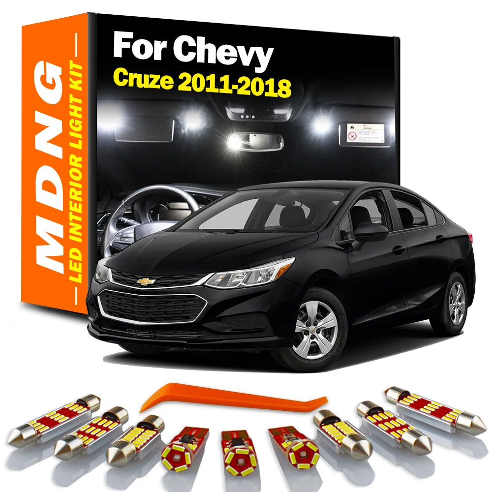 MDNG Canbus LED Interior Light Kit For Chevrolet Chevy Cruze 2011 2012 2013 2014 2015-2018 Dome Map Trunk Lamp Car Accessories