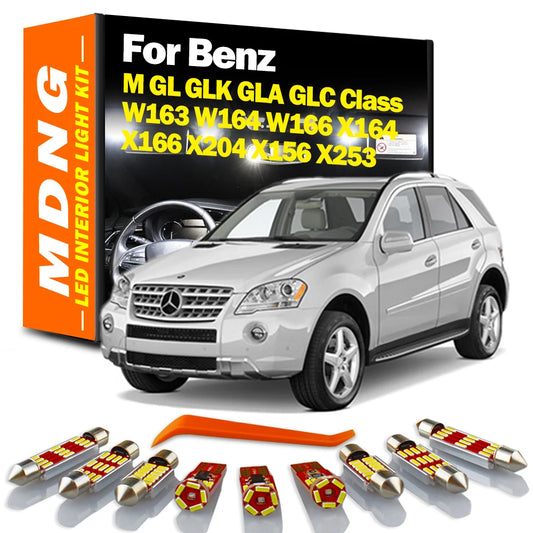 MDNG Canbus For Mercedes Benz M GL GLK GLA GLC Class W163 W164 W166 X164 X166 X204 X156 X253 Car LED Interior Dome Map Light Kit