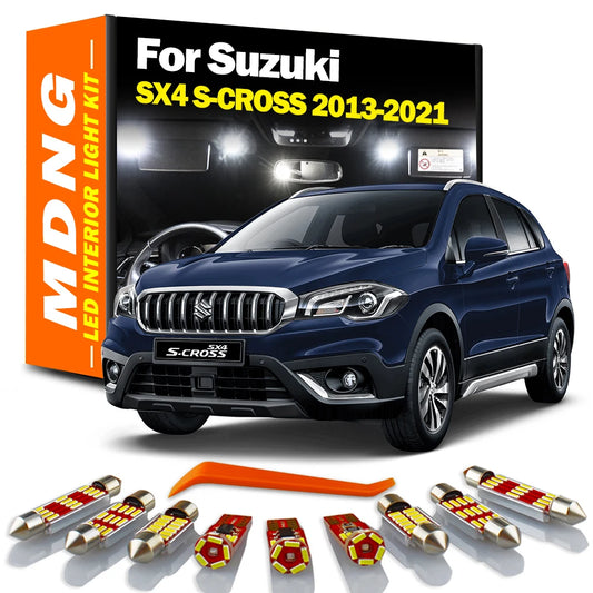 MDNG 10Pcs Canbus LED Interior Dome Map Light Kit For Suzuki SX4 S-CROSS 2013 2014 2015 2016 2017 2018 2019 2020 2021 Car Bulbs