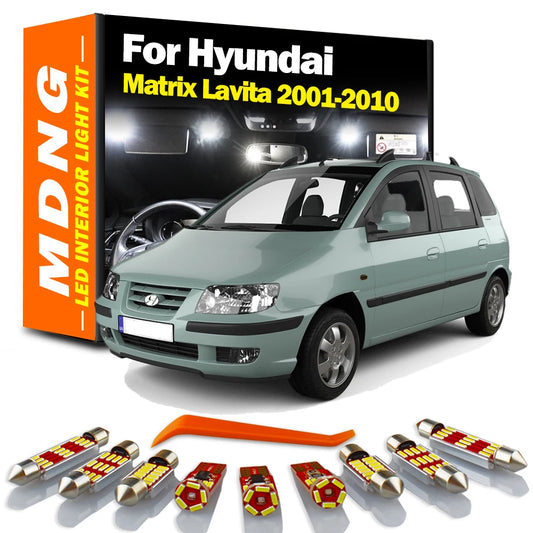 MDNG 13Pcs Canbus LED Interior Reading Door Light Kit For Hyundai Matrix Lavita 2001-2006 2007 2008 2009 2010 Number Plate Bulb