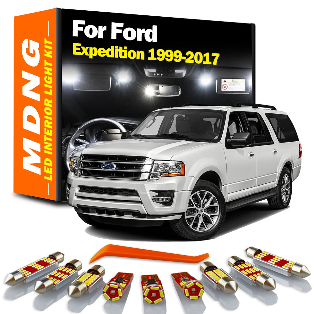 MDNG Canbus LED Interior Light Kit For 1999-2017 Ford Expedition Map Dome Trunk License Plate Glove Box Lamp Car Accessories