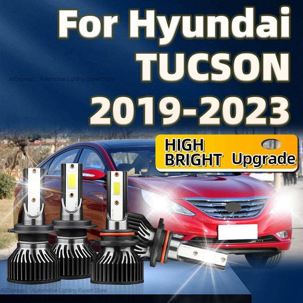 2/4Pcs Car Led Headlight 6000K HB3 H7 Auto Lamp 360W High Power Bulbs with Fan For Hyundai TUCSON TLTLE 2019 2020 2021 2022 2023