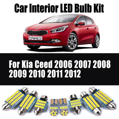 11Pcs Car LED Interior Reading License Plate Light Map Dome Luggage Bulb Kit For Kia Ceed 2006 2007 2008 2009 2010 2011 2012
