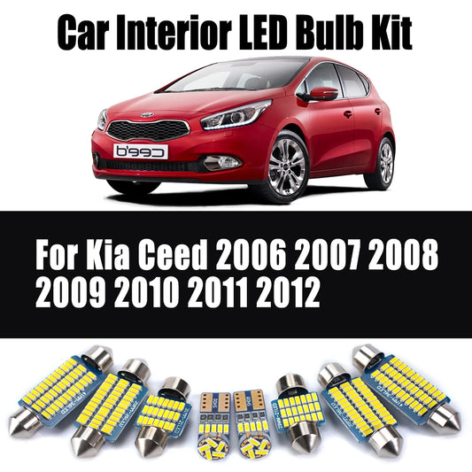 11Pcs Car LED Interior Reading License Plate Light Map Dome Luggage Bulb Kit For Kia Ceed 2006 2007 2008 2009 2010 2011 2012
