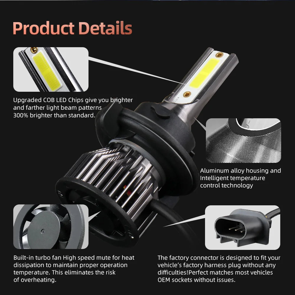 4Pcs 6000K Car Headlight 30000LM LED Bulb H13 9008 Turbo Lamp H8 Fog Light For Kia Soul 2014 2015 2016 2017 2018 2019