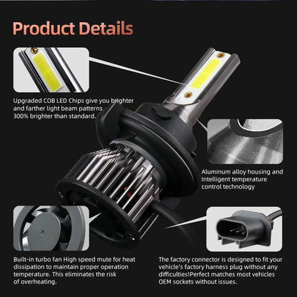4Pcs 6000K Car Headlight 30000LM LED Bulb H13 9008 Turbo Lamp H8 Fog Light For Kia Soul 2014 2015 2016 2017 2018 2019