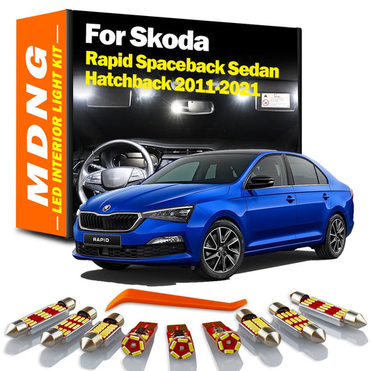 MDNG For Skoda Rapid NH1 NH2 NH3 Spaceback Sedan Hatchback 2011-2017 2018 2019 2020 2021 Car Bulbs LED Interior Light Kit Canbus