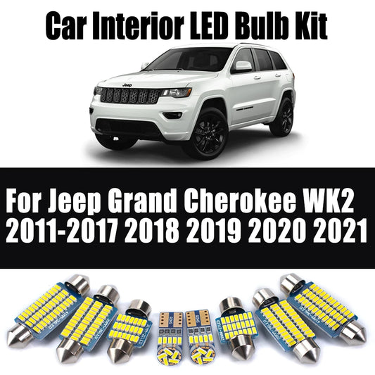 15Pcs Canbus Interior LED Map Dome Trunk Light Car Reading Bulbs Kit For Jeep Grand Cherokee WK2 2011-2017 2018 2019 2020 2021