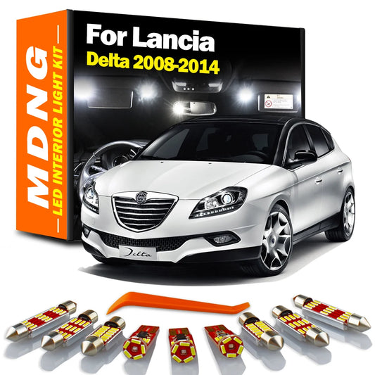 MDNG 11Pcs LED Car Bulbs Interior Reading Number Plate Light Kit For Lancia Delta III 844 2008 - 2011 2012 2013 2014 Trunk Lamp