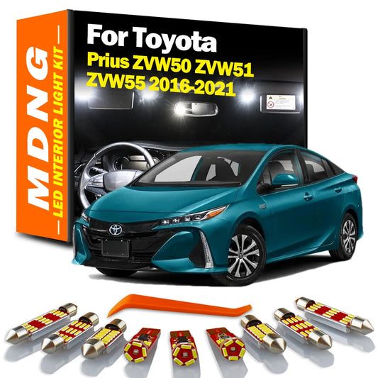 MDNG 12Pcs LED Interior Map Dome Light Kit For Toyota Prius ZVW50 ZVW51 ZVW55 2016 2017 2018 2019 2020 2021 Canbus Indoor Bulbs