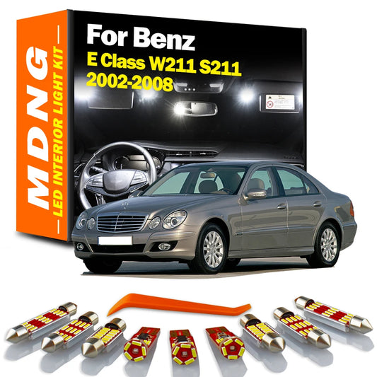 LED Bulbs Interior Dome Trunk Foot Door Plate Light Kit For Mercedes Benz E Class W211 S211 E270 E300 E320 E350 E500 2002-2008