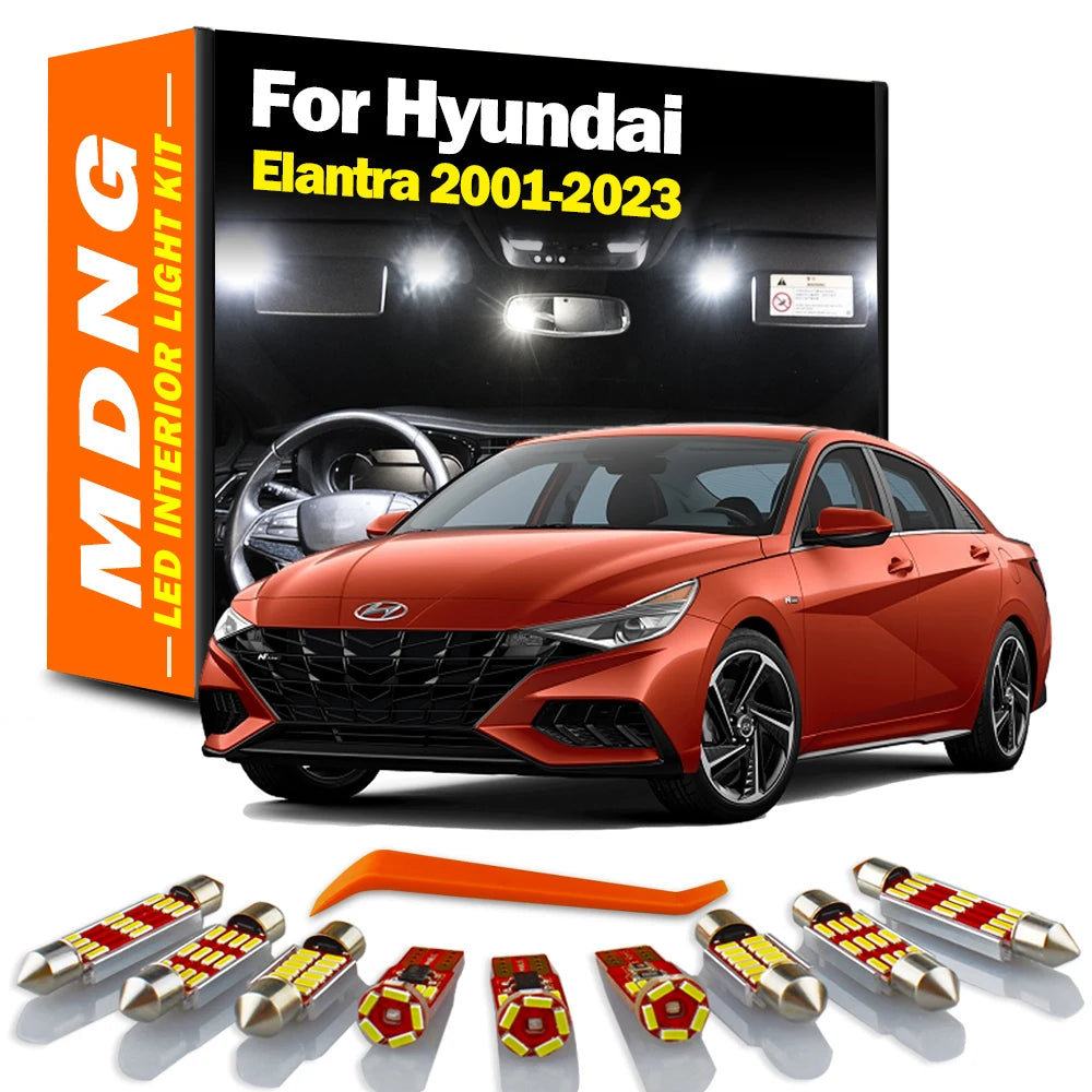 MDNG Canbus For Hyundai Elantra 2001- 2017 2018 2019 2020 2021 2022 2023 LED Interior Plate Map Dome Trunk Light Kit Car Bulbs