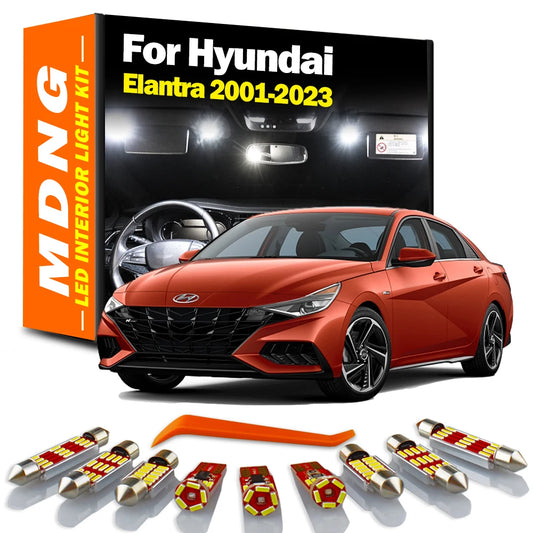 MDNG Canbus For Hyundai Elantra 2001- 2017 2018 2019 2020 2021 2022 2023 LED Interior Plate Map Dome Trunk Light Kit Car Bulbs