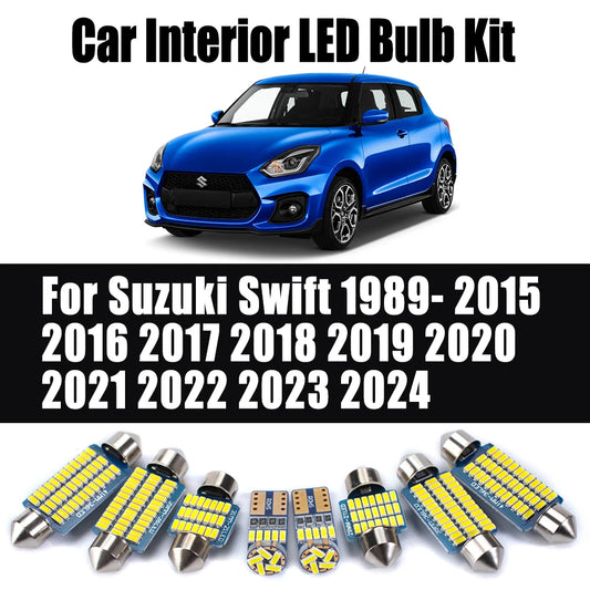 Car Bulbs Kit For Suzuki Swift 1989- 2017 2018 2019 2020 2021 2022 2023 2024 Accessories LED Interior Dome Map Trunk Plate Light
