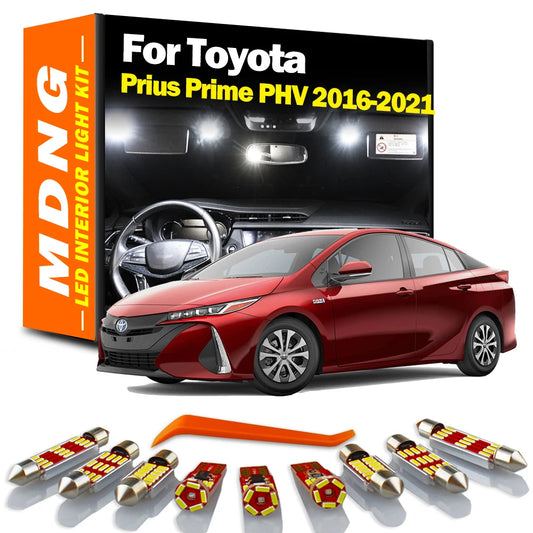 MDNG 13Pcs Canbus LED Lamp Interior Dome Map Light Kit For Toyota Prius Prime PHV 2016 2017 2018 2019 2020 2021 Car Accessories
