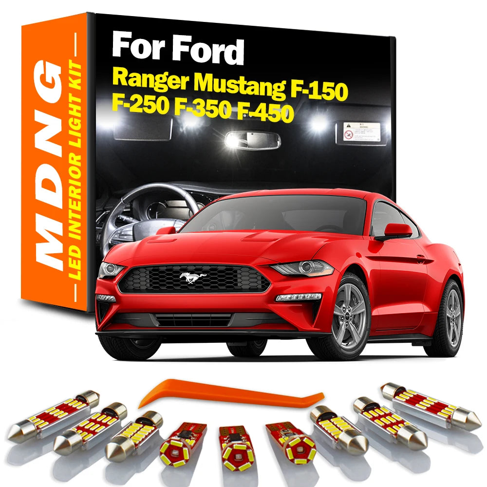 MDNG LED Interior Map Dome Light Kit For Ford Ranger Mustang F-150 F-250 F-350 F-450 F150 F250 F350 F450 Car Reading Trunk Bulbs