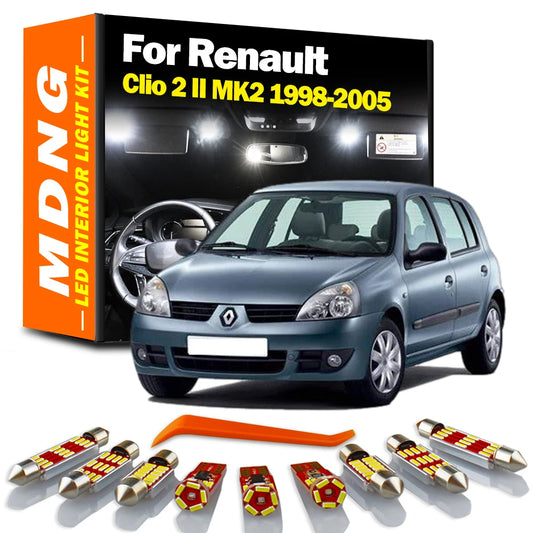 MDNG 8Pcs For Renault Clio 2 II MK2 1998-2002 2003 2004 2005 Vehicle Lamp LED Interior Dome Map Light Kit Car Led Bulbs Canbus