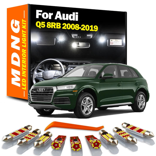 MDNG 16Pcs Canbus For Audi Q5 8RB 2008 2009 2010 2011 2012 2013-2019 LED Interior Map Dome Light Kit Car Sun Visor Trunk Bulbs