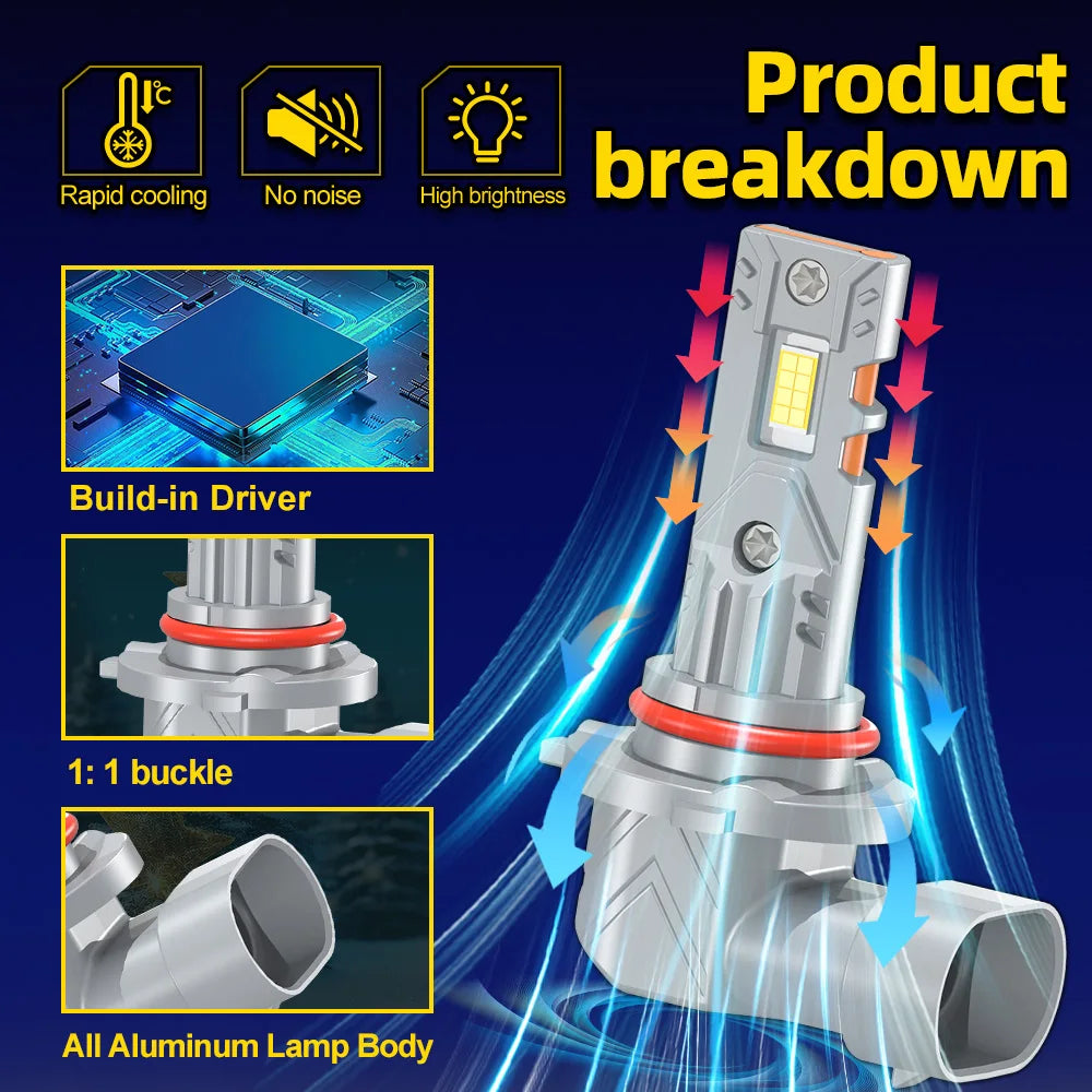 2/4x LED Bulbs For Toyota Corolla 2001-2005 2006 2007 2008 2009 2010 2011 2012 2013 Headlights 30000LM CSP 3570 Headlamps 6000K
