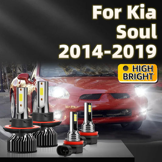 4Pcs 6000K Car Headlight 30000LM LED Bulb H13 9008 Turbo Lamp H8 Fog Light For Kia Soul 2014 2015 2016 2017 2018 2019